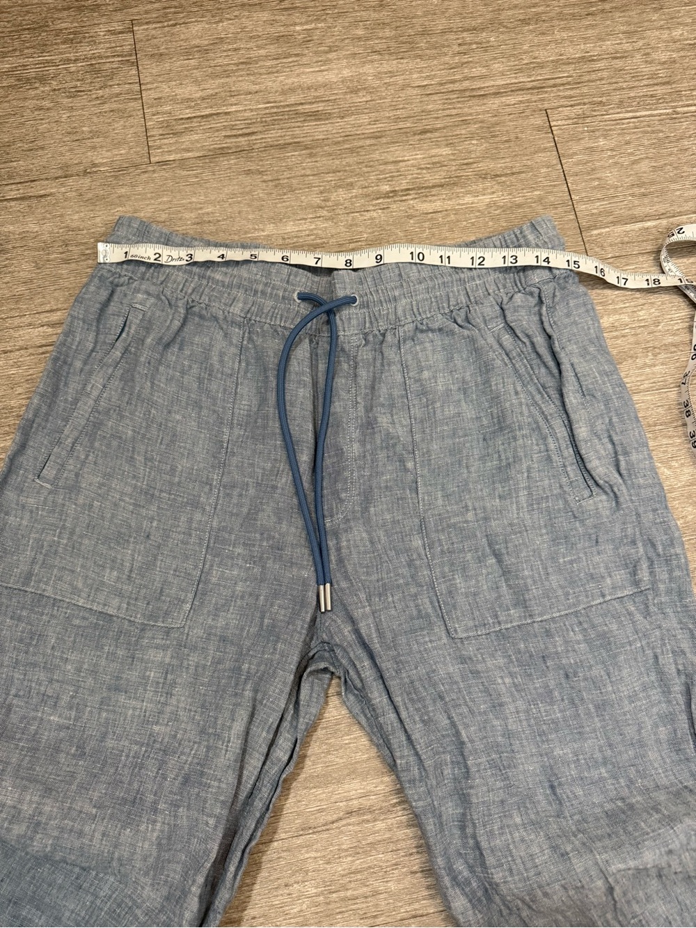 Athleta 100% Linen Wide Leg Pants Coastal Grandmother Blue Chambray Relaxed 8T - Picture 5 of 8